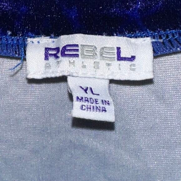 Rebel Athletics Youth Purple Printed Stretch Velvet Cheer Crop Top Size YL - Picture 2 of 10